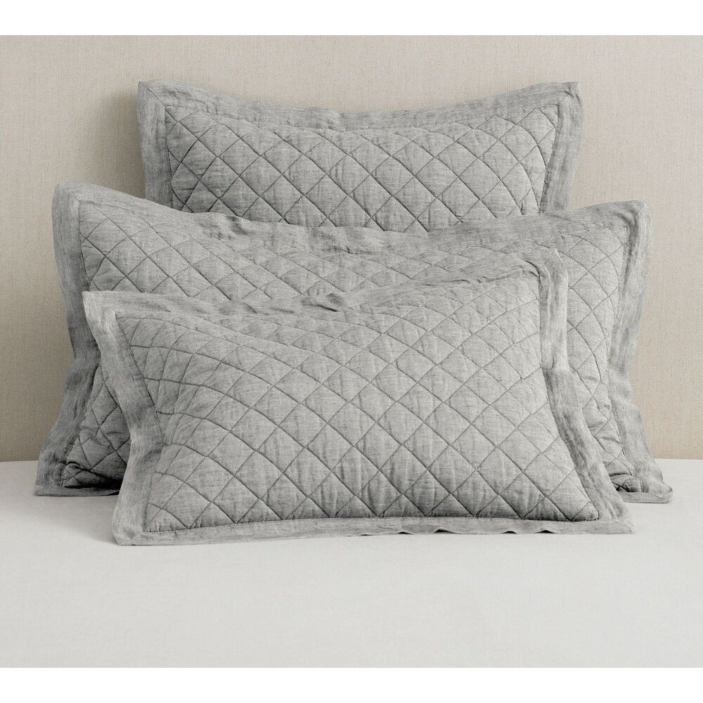 Belgian Flax Linen Diamond Quilted Sham Set of Two King